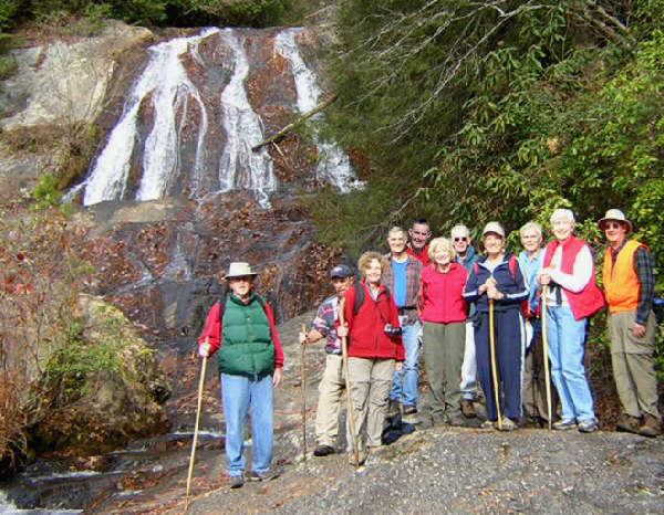 The OFHC gang for today's hike. (l-r) John Bellamy, Bruce O'Connor, Carole Wintle, Dan Ross, Bob Thompson, Geri Whitaker, David Whitaker, Jeanne O'Connor, Dick Metzgar, June Bellamy, and Wayne Miller.
