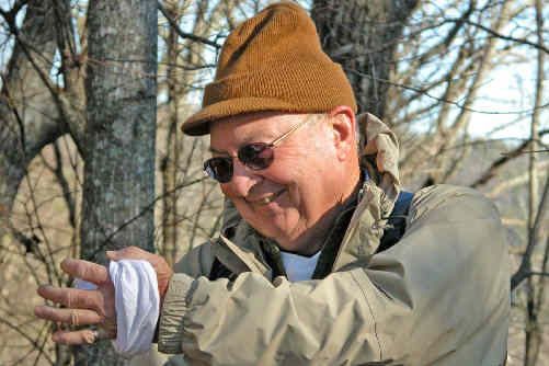 Doug Russell cut his hand while clearing dead wood from the trail.