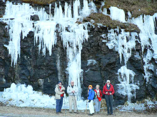 After last week's cold spell, we find massive icicles near Hog Pen Gap!