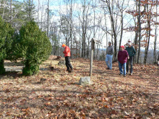 We look over some of the old grave markers in the cemetery.