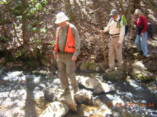 Crossing Justus Creek.