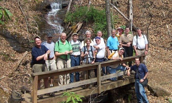 The OFHC gang for today's hike. (LR) Dave Standard, Terry Doyle, Jack Jacobi, Phil Brownrigg, Carole Wintle, Bill Hunt, Doug Russell, John Bellamy, Dan Ross, Jack Slaton, Wayne Miller, Bob Thompson, John King, and Chuck Crisp.