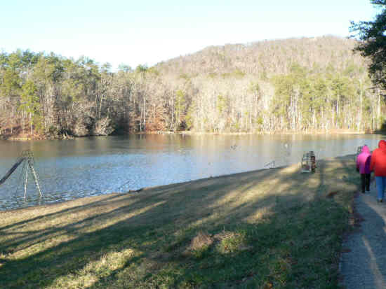 The trail passes through the Lake Russell swimming area