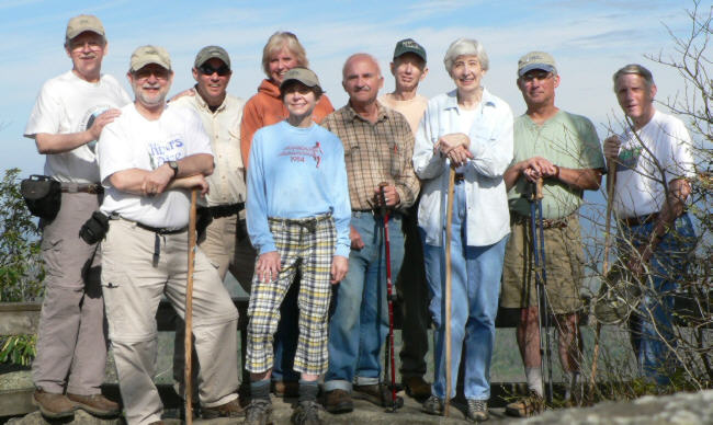 The OFHC gang for today's hike. (l-r) Tony Presley, Bob Magee, Joe Raguckas, Carole Raguckas, Donna Presley, Phil Achey, Phil Brownrigg, June Bellamy, Bill Hunt, and John Bellamy.