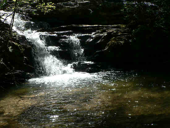 The upper falls on Lick Log Creek - Pigpen Falls.