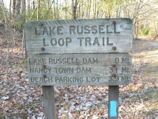 At the 1.5 mile mark of the Lake Russell Loop.