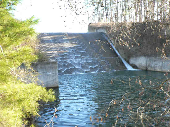 The trail passes just below the Lake Russell Dam.