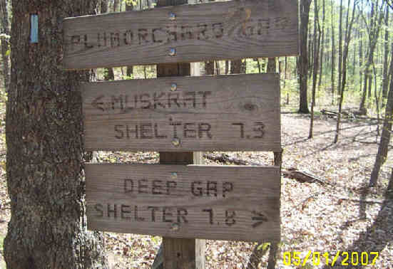 Trail sign at Plumorchard Gap.