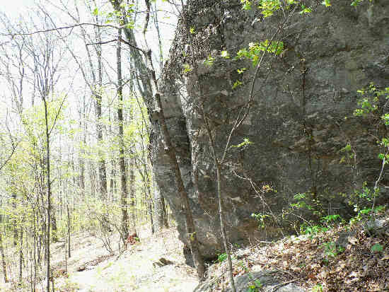 This giant rock formation is typical of that found on the Georgian portion of the A.T. This one is between Plumorchard and Blueridge Gap.