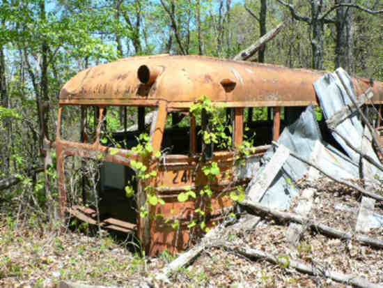 The most common landmark along this section of the trail. The old school bus!