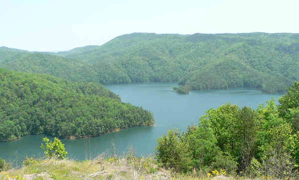 Down below the lower falls, The Whitewater River flows into Lake Jocassee. This observation point is a half mile below the Bad Creek parking lot.