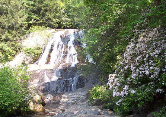 This is the point where Dicks Creek Falls empties into the Chattooga River.