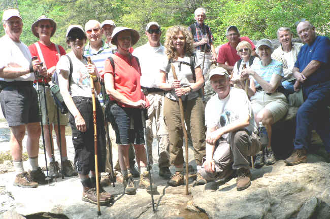 The OFHC gang for today's hike. (l-r) Dave Standard, Wayne Miller, Donna Presley, Jack Jacobi, Pom Sinnock, Linda Johnson, Joe Raguckas, Carole Wintle, David Whitaker, Tony Presley, Bill Hunt, Geri Whitaker, June Bellamy, John Bellamy, Doug Russell.