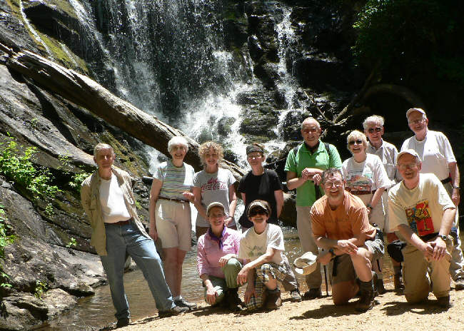The OFHC gang for today's hike. (l-r kneeling) Wanda Miller, Donna Presley, Bob Magee, Tony Presley (l-r standing) John Bellamy, June Bellamy, Carole Wintle, Linda Johnson, Jack Jacobi, Geri Whitaker, David Whitaker, Bob Presley.
