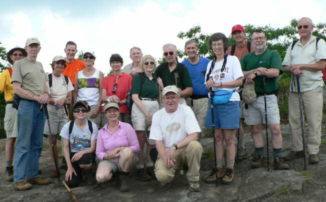The OFHC gang for today's hike. (l-r kneeling) Donna Presley, Wanda Miller, Tony Presley (l-r standing) Wayne Miller, Phil Brownrigg, Lynne Porter-Whitmire, Bob Thompson, Sharon Horwitz, Linda Johnson, John Bellamy, Geri Whitaker, David Whitaker, Dan Ross, Anne Magee, Pom Sinnock, Bob Magee, Jack Jacobi.