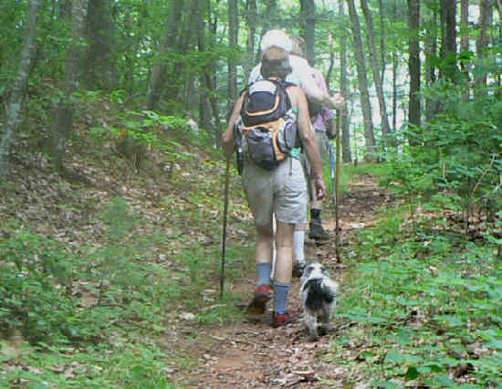Headed back to the car along with "Merlin" the trail dog!