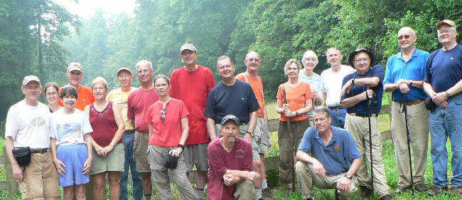 The OFHC gang for today's hike. (l-r) Tony Presley, Sharon Horwitz, Donna Presley, Bob Thompson, Jeanne O'Connor, Phil Brownrigg, Bill Hunt, Linda Johnson, Pom Sinnock, Dave Standard, Bruce O'Connor, Wayne Miller, Carole Wintle, June Bellamy, Chuck Crisp, John Bellamy, Doug Russell, Jack Jacobi, Bob Presley.