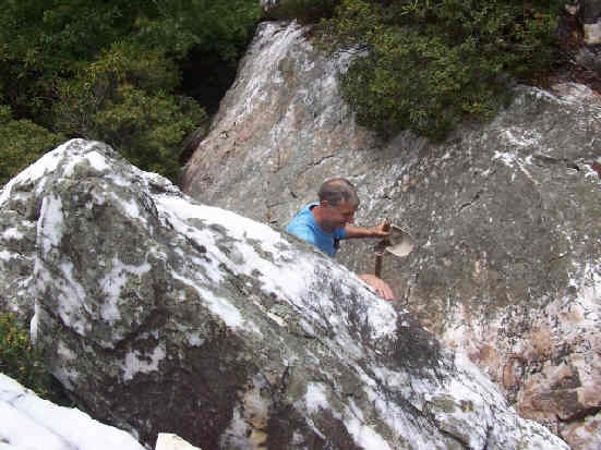 Climbing up the trail to the summit. .