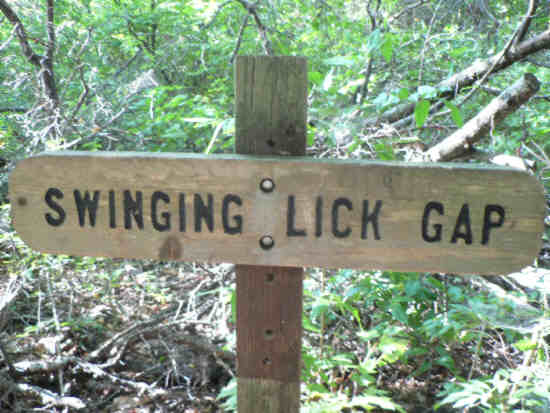 We pass through Swinging Lick Gap about a mile into the hike.