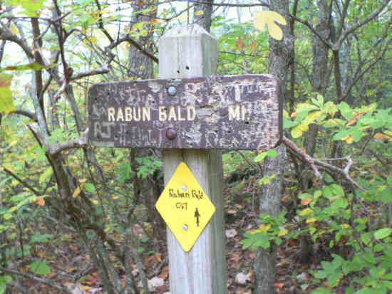Sign at the gap below Rabun Bald.