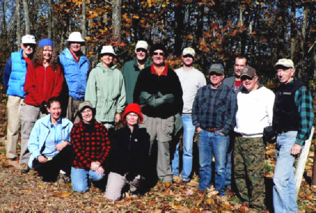 The OFHC gang for today's hike. (l-r front) Leigh Ann Miller, Wanda Miller, Linda Johnson. (standing l-r) George Otis, Carole Wintle, Dick Metzgar, Karen Brown, Bob Thompson, Wayne Miller, Dan Miller, Vic Robson, John King, Ken Adams, Phil Brownrigg.