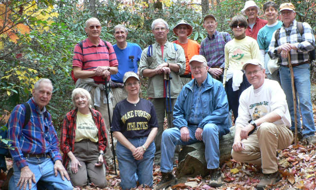 The OFHC gang for today's hike. (l-r front) David Whitaker, Geri Whitaker, Wanda Miller, Bob Presley, Tony Presley. (standing l-r) Jack Jacobi, Dan Ross, Bill Hunt, Wayne Miller, Phil Brownrigg, Donna Presley, Dick Metzgar, Karen Brown, Vic Robson.