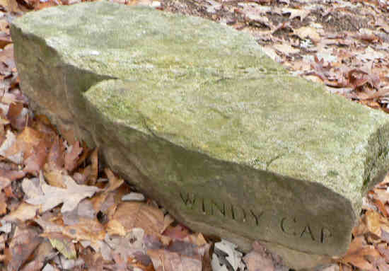 Engraved rock at Windy Gap.