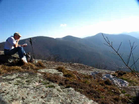Food just tastes better on a rock cliff in the mountains!