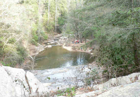 Looking down from above the waterfall.