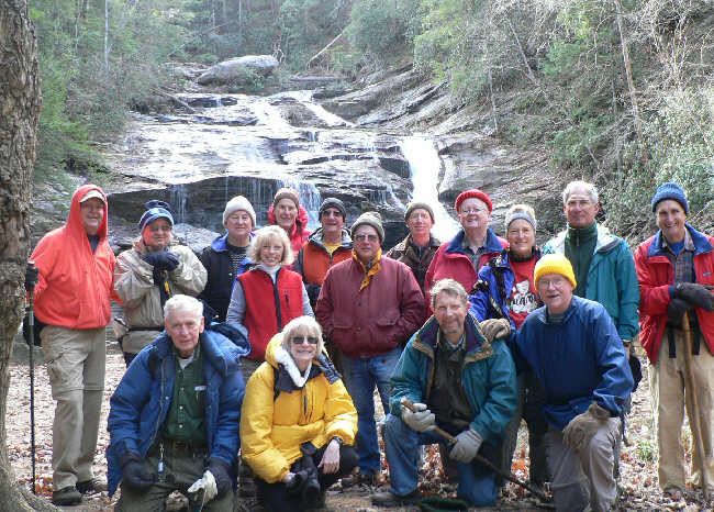 The OFHC gang for today's hike. (l-r front) David Whitaker, Geri Whitaker, Bruce O'Connor, Tony Presley. (l-r back) Dave Standard, Doug Russell, John Hires, Pam Euliss, Bob Thompson, Wayne Miller, Vic Robson, Phil Brownrigg, Bob Presley, Jean O'Connor, Bill Hunt, Dan Ross.