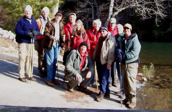 The OFHC gang for today's hike. (l-r) Dave Standard, Dick Metzgar, Phil Brownrigg, Dan Ross, Carole Wintle, Pom Sinnock, June Bellamy, Doug Russell, Bob Thompson, John Bellamy, and Wayne Miller.