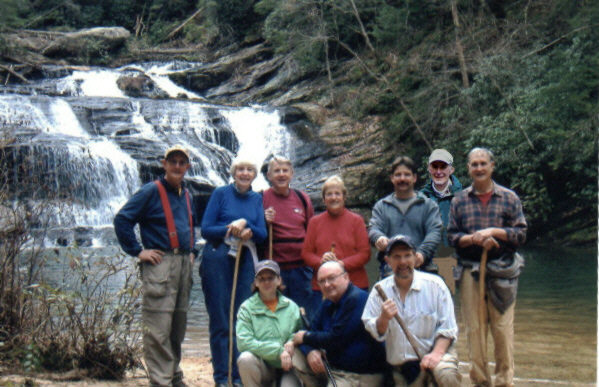 The OFHC gang for today's hike. (l-r front) Melissa Anderson, Doug Russell, and Bruce O'Connor. (l-r back) Wayne Miller, June Bellamy, John Bellamy, Jeanne O'Connor, Jeff Anderson, Bob Thompson, and Dan Ross.