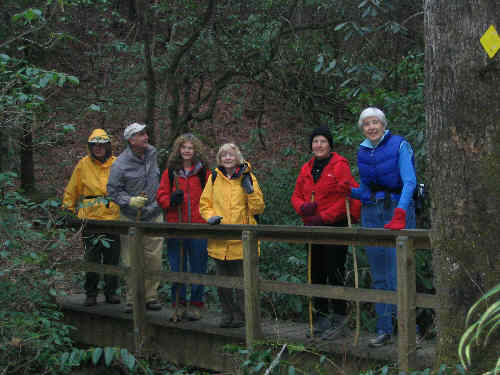 Crossing one of the nice wooden foot-bridges.