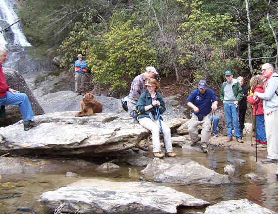 Taking a break at beautiful Dick's Creek Falls.