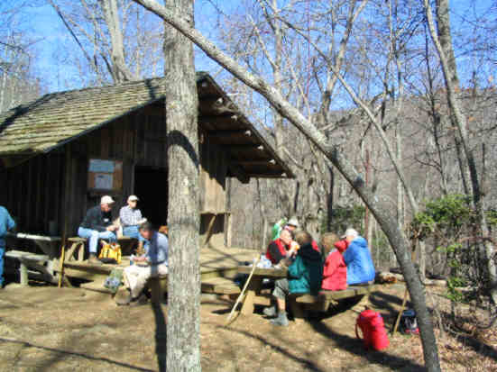 Lunchtime at the Deep Gap Shelter.
