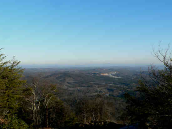 This is a view to the north. You can see the rock quarry and the mountains beyond.