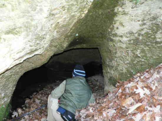 We took the short side trail out to historic Roman's Den. This is a cave where a man named Roman hid out during the Civil War to avoid fighting.