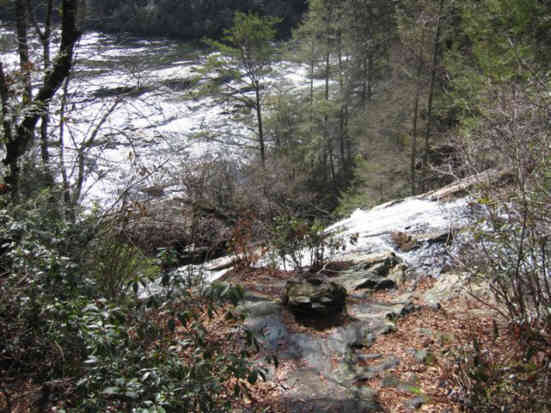 The top of Dick's Creek Falls.