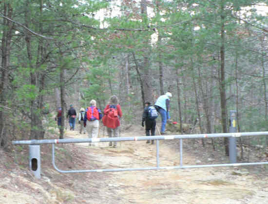 The trail is gated here.