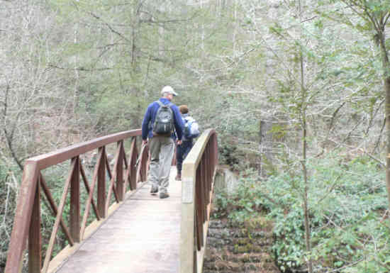The nice metal bridge across Warwoman Creek.