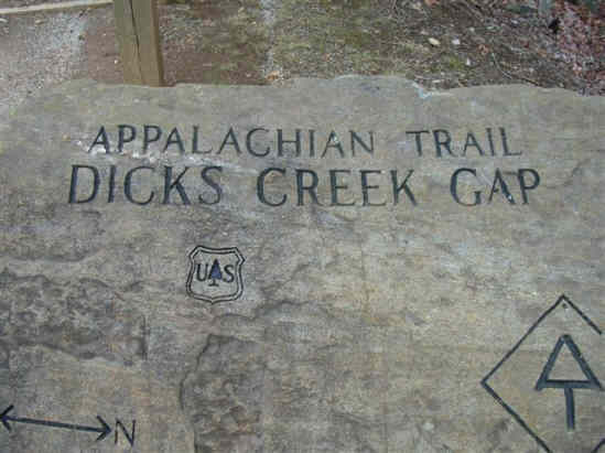 The stone marker at our starting point.