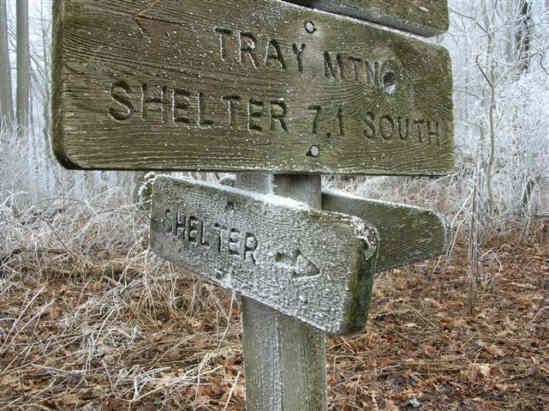 The sign at Deep Gap. We turned left here to go to the shelter.