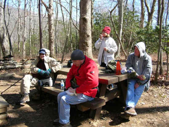 A chilly lunch at Deep Gap.