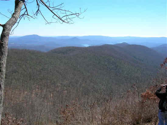 On the return trip, we walk out to this magnificent overlook. We can see a portion of Lake Burton.