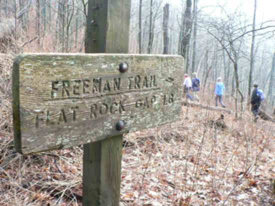 We turn off of the A.T. at Bird Gap onto the Freeman Trail.