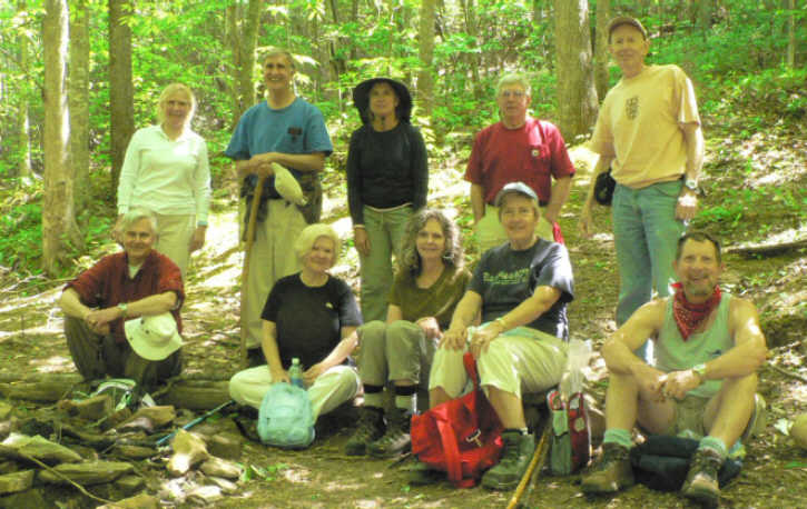 The OFHC gang for today's hike. (l-r front) Dick Metzgar, Faye Sisson, Carole Wintle, Jeanne O'Connor and Bruce O'Connor. (l-r standing) Lynne Saporito, Dan Ross, Greta Driggers, Vic Robson and Phil Brownrigg.