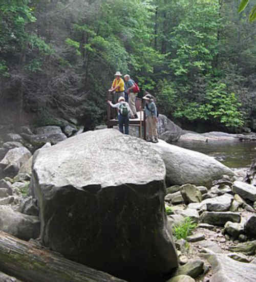 Down at the bottom, we navigate lots of rocks and huge boulders. .