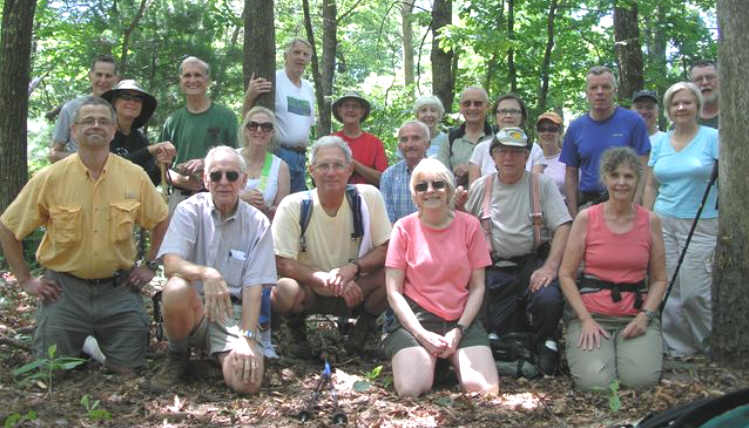 The OFHC gang for today's hike. (l-r front) Russell Burken, David Whitaker, Bill Hunt, Geri Whitaker, Vic Robson, Carole Wintle. (l-r standing) Bob Thompson, Greta Driggers, Dan Ross, Lynne Saporito, John Bellamy, Wayne Miller, Phil Achey, June Bellamy, Jack Jacobi, Linda Johnson, Leigh Anne Miller, Steven Gales, Rick Porter, Faye Sisson and Bob Magee.