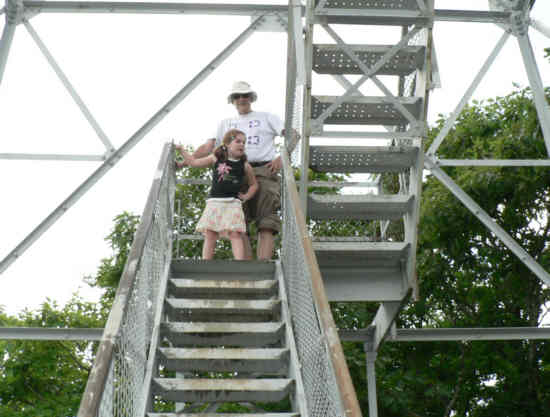 Dick Metzgar and granddaughter Hannah on the tower!