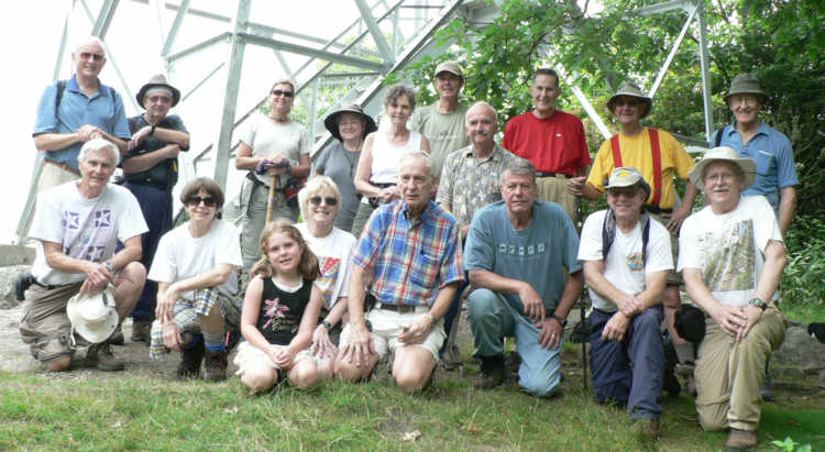 The OFHC gang for today's hike. (l-r front) Dick Metzgar, Donna Presley, Hannah Shew, Geri Whitaker, David Whitaker, Chuck Crisp, Vic Robson and Tony Presley. (back l-r)Jack Jacobi, Doug Russell, Greta Driggers, Deena Johns, Carole Wintle, Pom Sinnock, Phil Achey, Bob Thompson, Wayne Miller and Peter Muir.